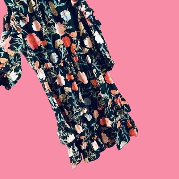 Kate Spade Black Peony Floral Picnic Perfect Blossom Cold Shoulder Mini Dress 2 - Picture 6 of 8